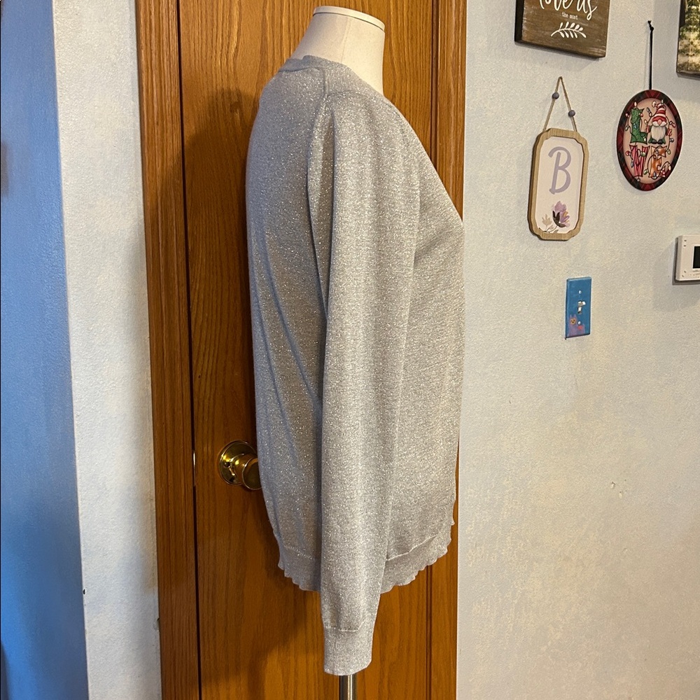 Banana Republic Sparkly Silver Cardigan - Women’s Size Large - Picture 2 of 6